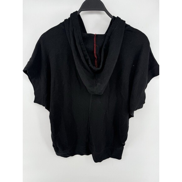 Josie Natori Short Sleeve Hoodie Top Black Casual Athleisure Womens M - Picture 2 of 3